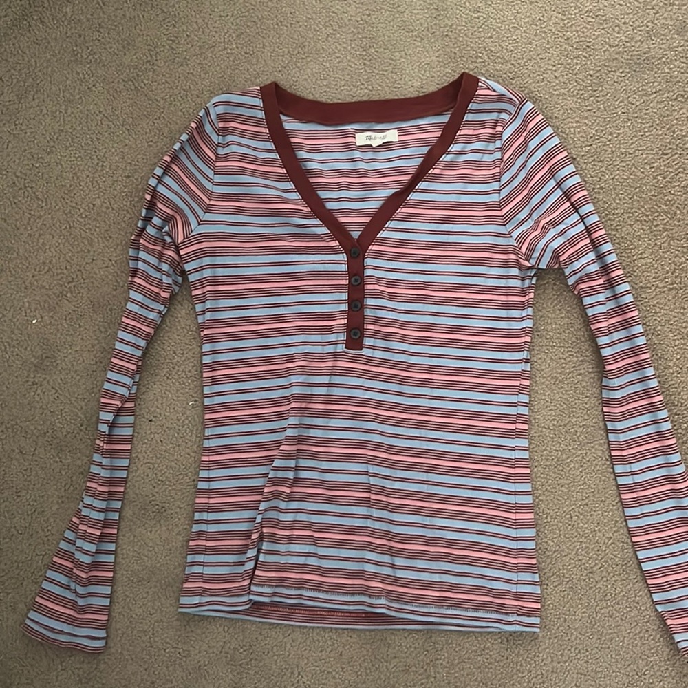 Striped Ribbed Henley